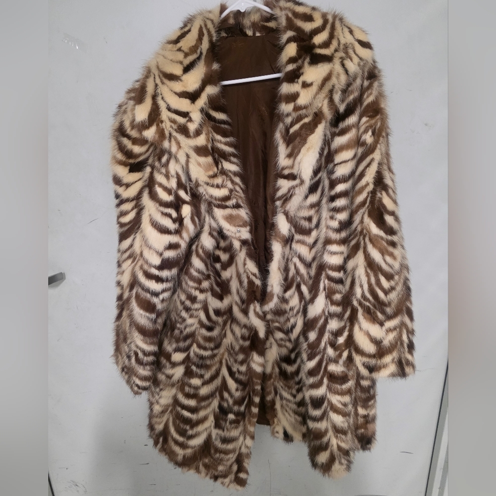 AUTHENTIC MINK FUR ~ MOTTLE VINTAGE FUR COAT  SIZE: 2XL - Picture 10 of 10